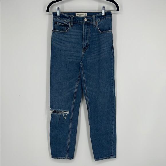 Abercrombie & Fitch The Mom High Rise Straight Jeans 25/0 XS Medium Wash - Picture 1 of 10